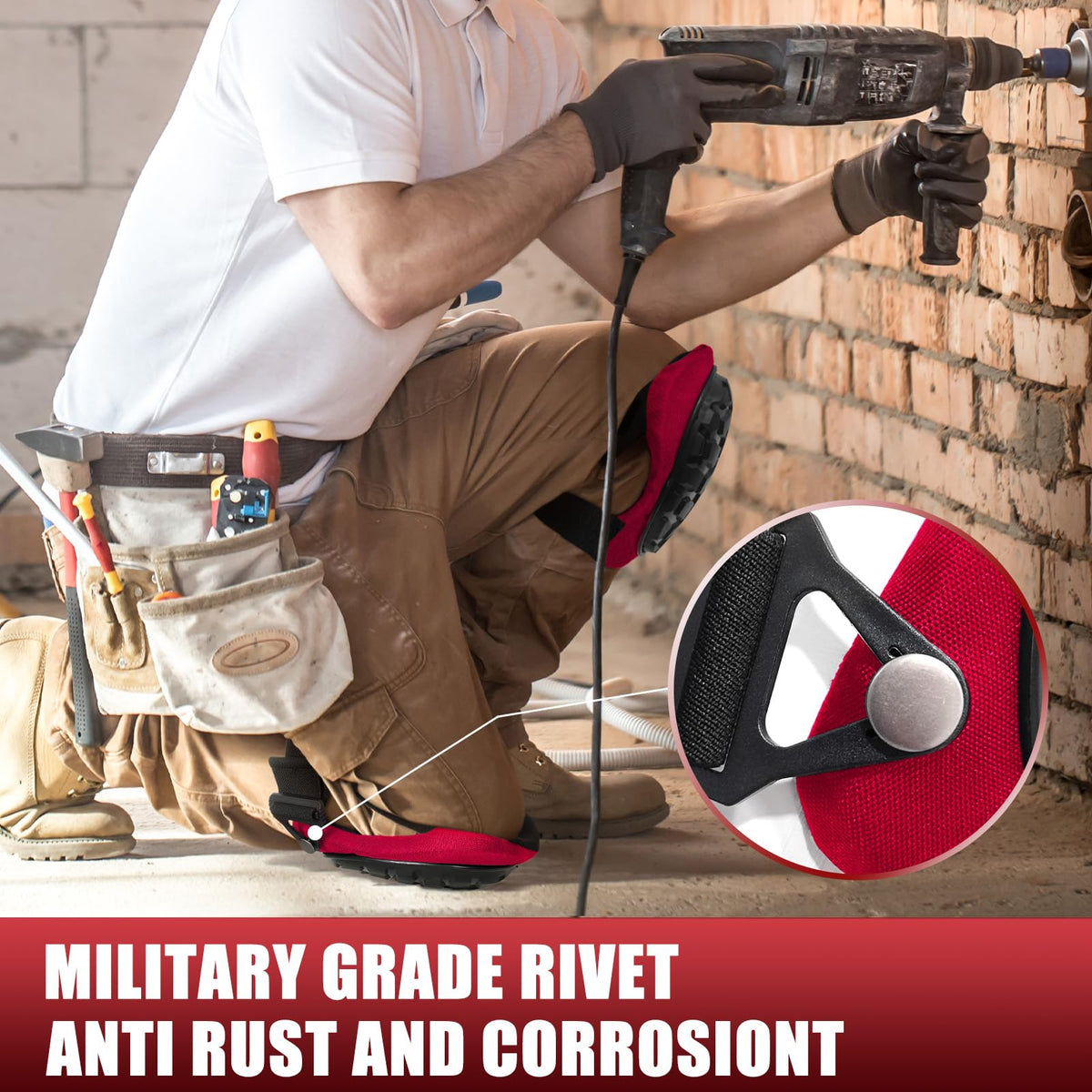 FREEKYROCK knee pads rivet pattern adds non-slip grip on rough surfaces.
