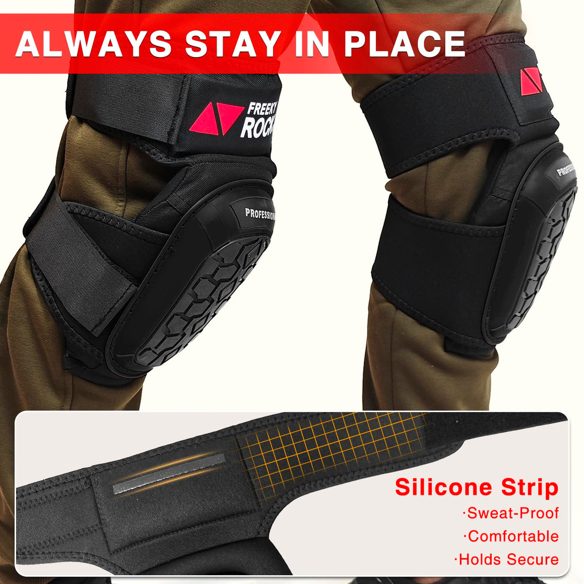 Reinforced thigh and shin straps keep pads in place during movement