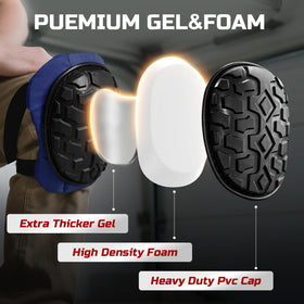 FREEKYROCK knee pads feature thick gel cushion for comfortable kneeling during flooring work