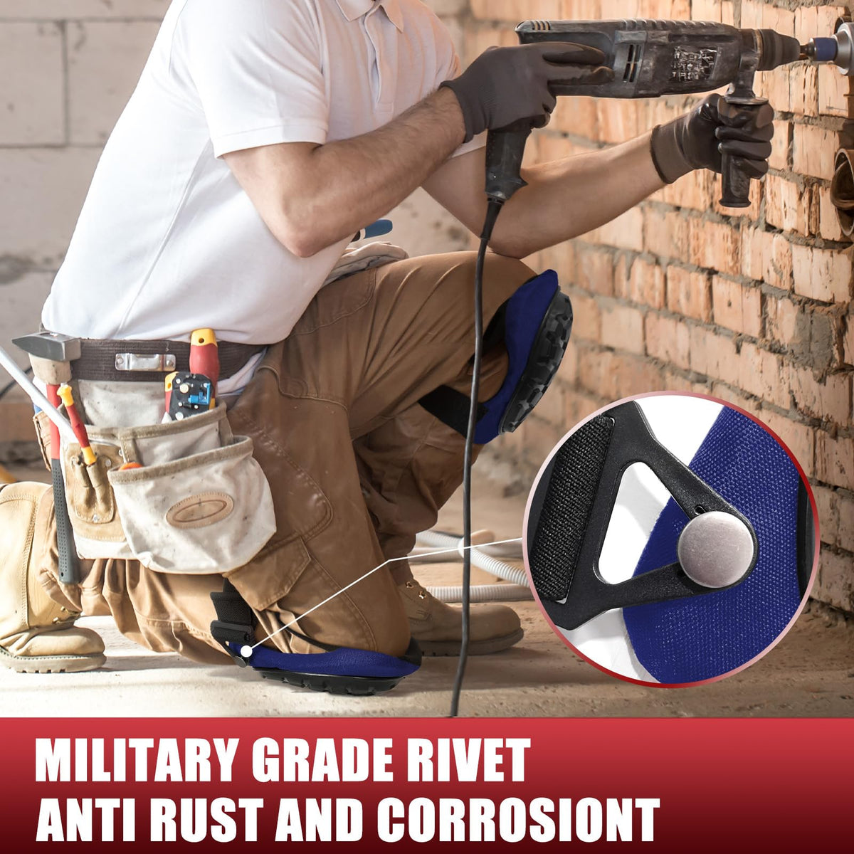 FREEKYROCK knee pads use waterproof EVA/PVC for easy cleaning after damp jobs