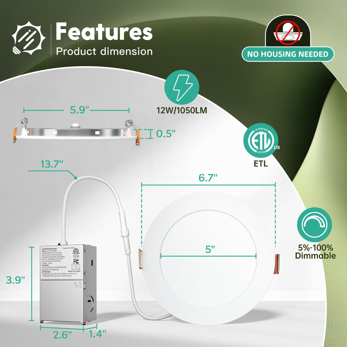 FREELICHT 1050 lumens canless downlight delivering bright ambience with low energy use.