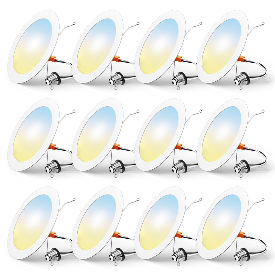 FREELICHT 12-pack 6-inch recessed lights with selectable colors for custom ambience in any room.