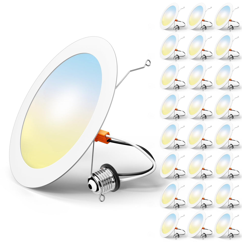 FREELICHT 24-pack 6-inch LED can light with selectable color temperature for customizable ambience.