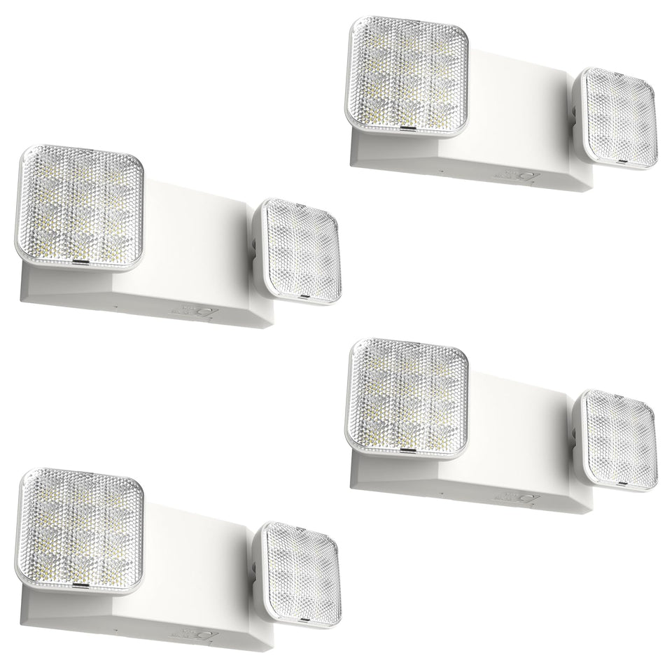 FREELICHT 4-pack LED emergency lights illuminate commercial spaces during outages.