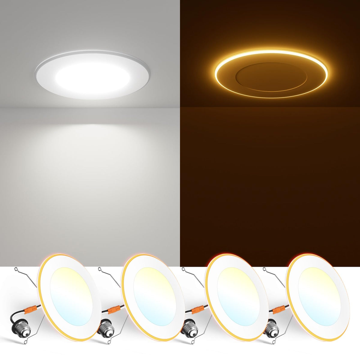 FREELICHT four-pack 5/6 inch recessed light for quick ceiling upgrade and balanced brightness.