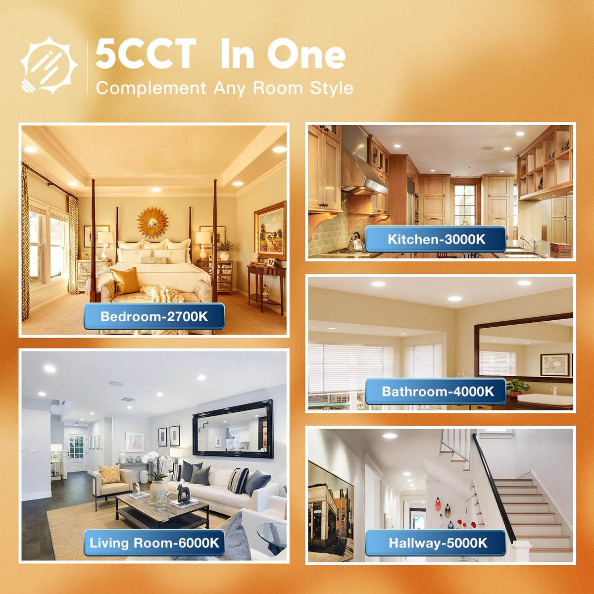 FREELICHT 5CCT color temperature selector enables warm to cool tones