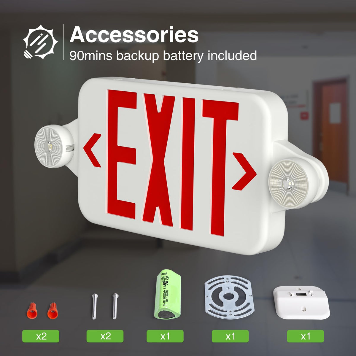 FREELICHT 6 Pack red exit signs back mount compatibility for wiring