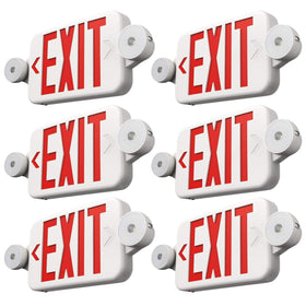 FREELICHT 6 Pack red exit signs front view shows clear visibility for wayfinding