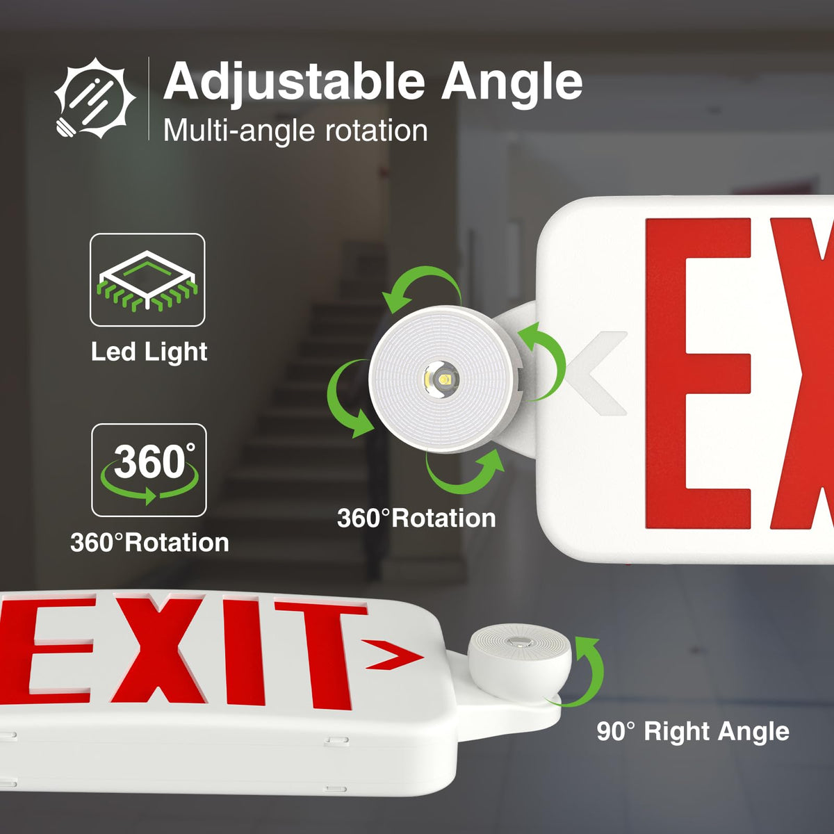 FREELICHT 6 Pack red exit signs pack shot with emergency lighting kit