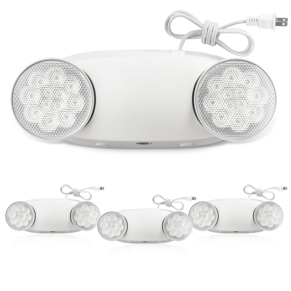 Freelicht emergency light with two heads adjustable for wide-area visibility during outages