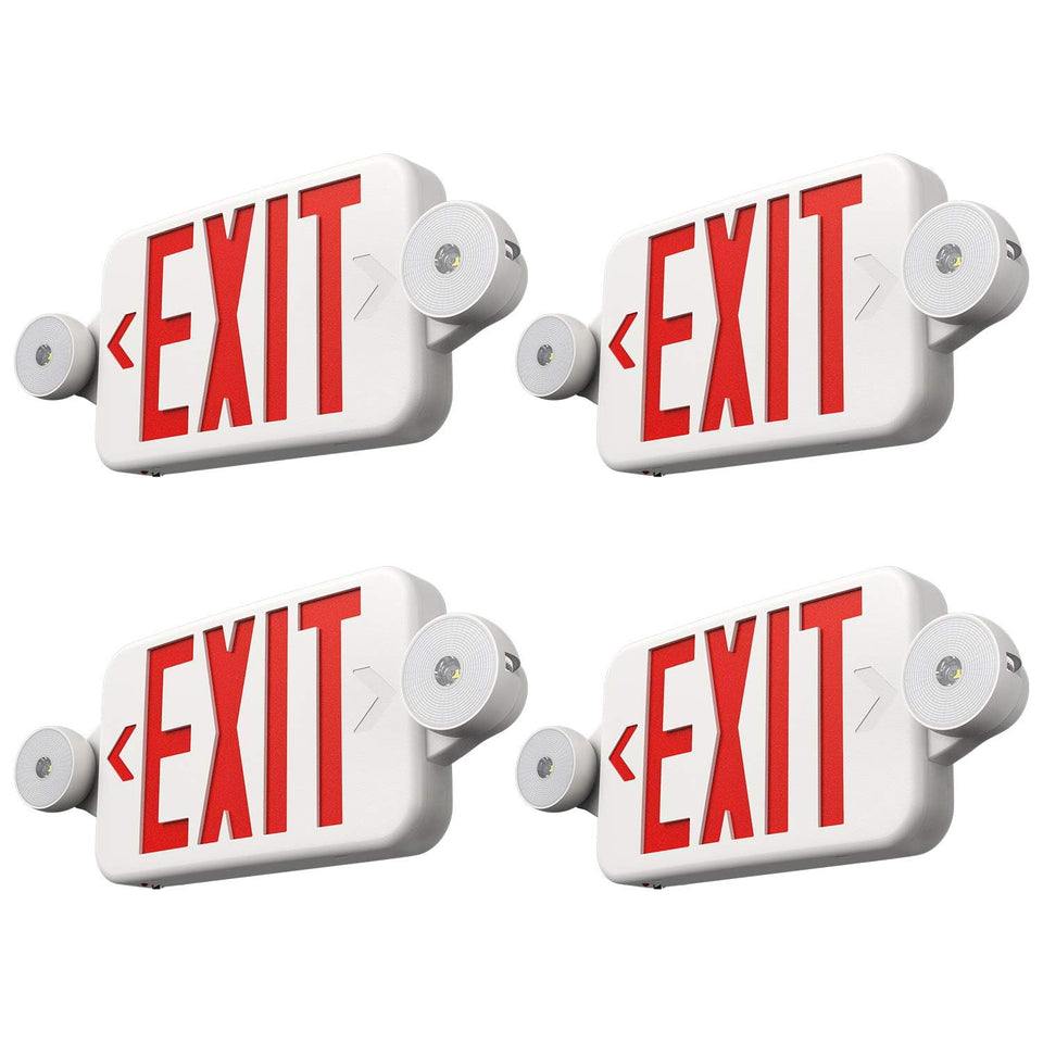 FREELICHT exit sign 4-pack red front view ensures clear emergency visibility.