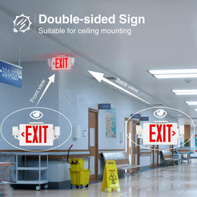FREELICHT exit sign with dual emergency lights activates during power outages.