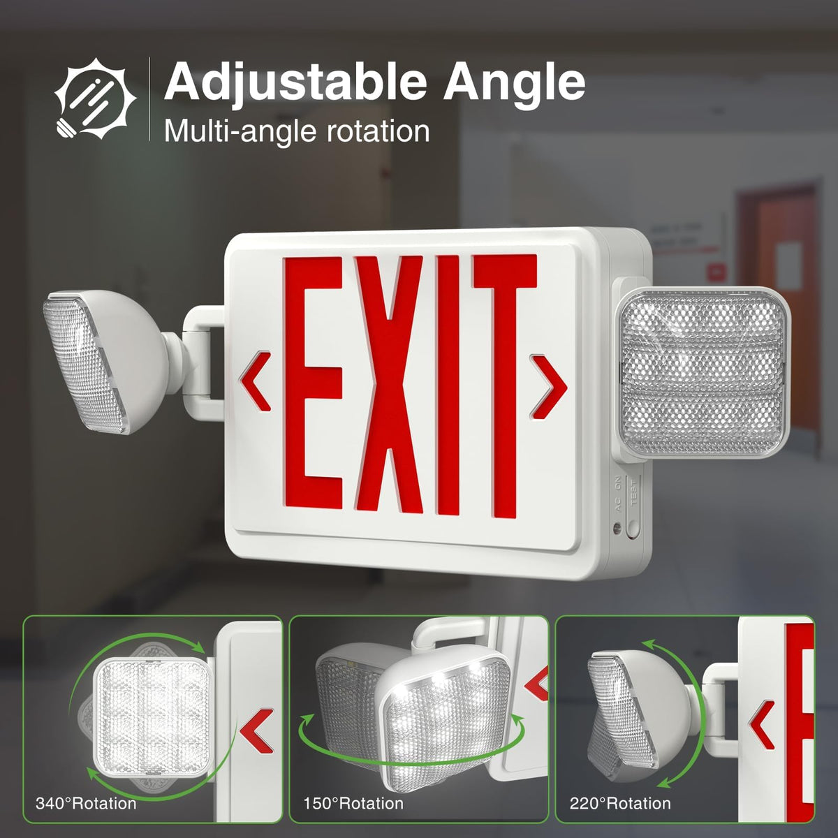 Freelicht exit sign LED 2-pack battery backup ensures operation during power loss.