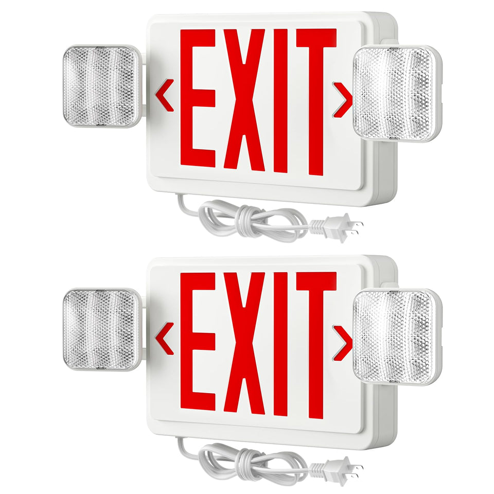 FREELICHT exit sign red with 4ft plug-in cord for quick installation.