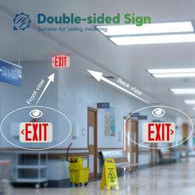 FREELICHT exit sign side view showing wall-mount installation versatility