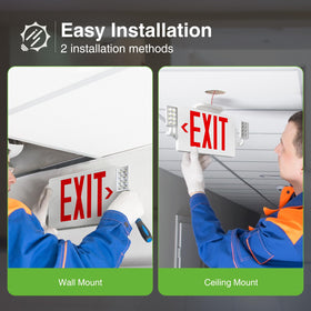 FREELICHT LED exit sign offers 100ft readability for quick wayfinding.