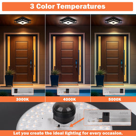 Frelii outdoor ceiling light in dusk-to-dawn mode illuminating walkway