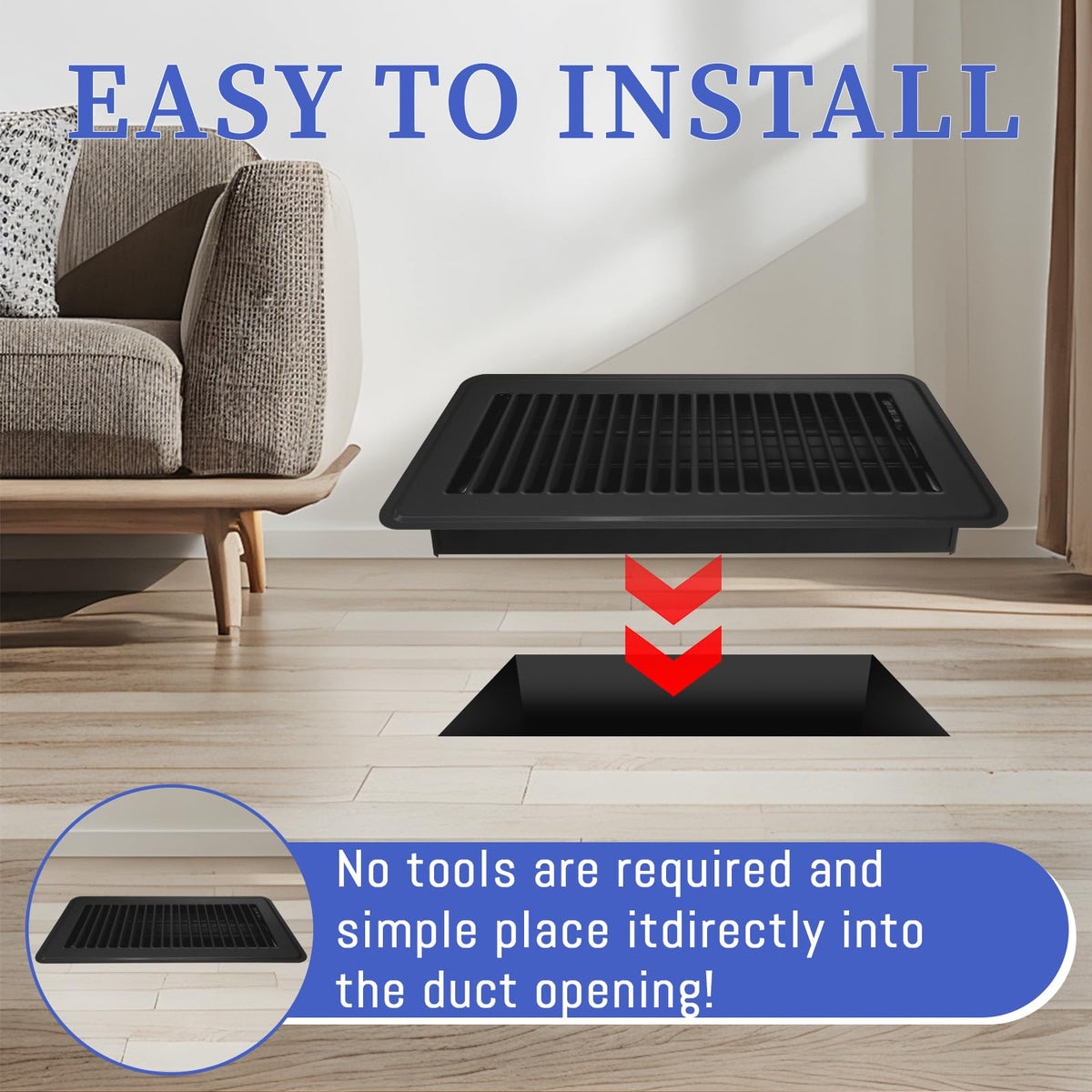 FresAgrutty floor vent application in homes and offices, blending with modern décor.