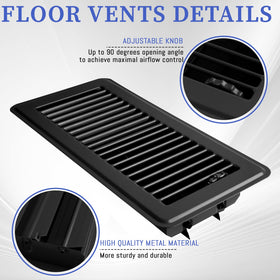 FresAgrutty 4x12 walkable vent in matte black suitable for high-traffic floors.