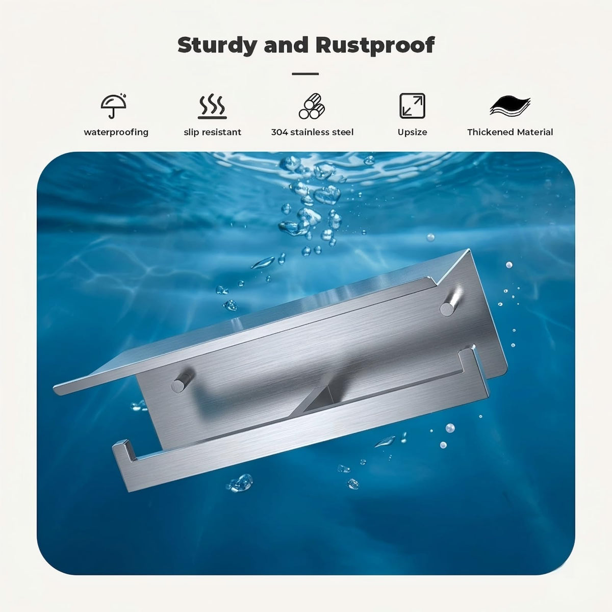 FreshGlow dual posts with upward-curved hooks grip rolls securely