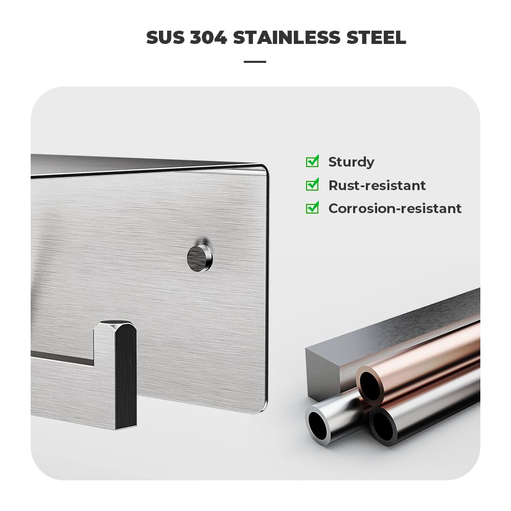 FreshGlow stainless steel toilet paper holder with shelf keeps essentials close