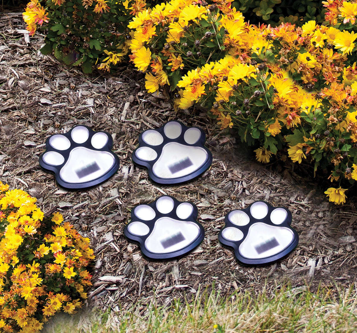 Freshnewlooks solar dog paw lights illuminate the yard with playful color