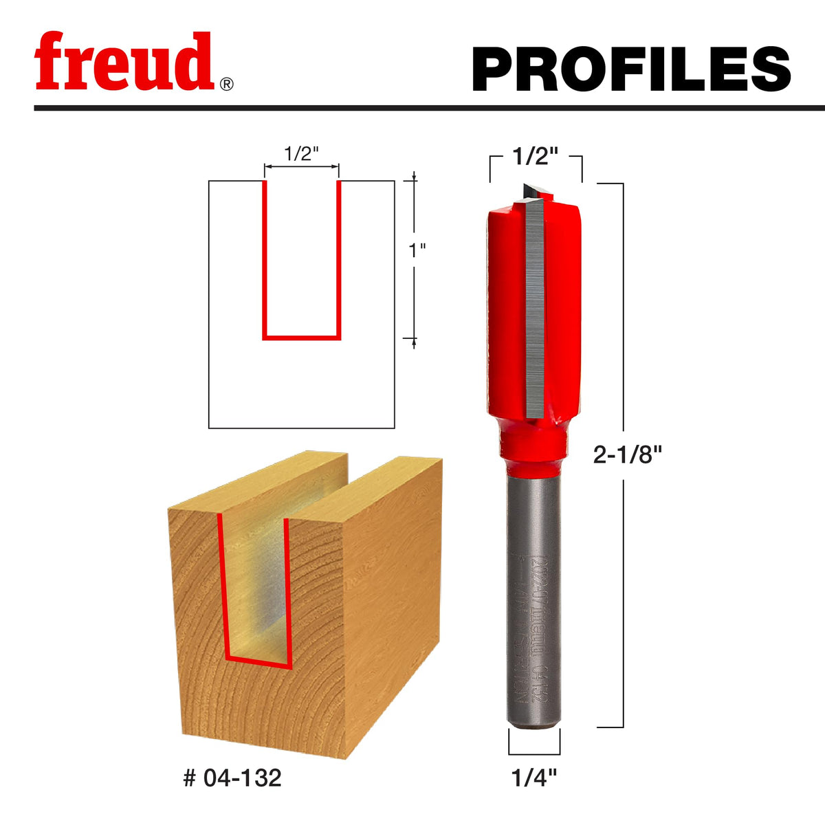 Freud 04-132 half-inch diameter bit enables precise sizing and straight edges