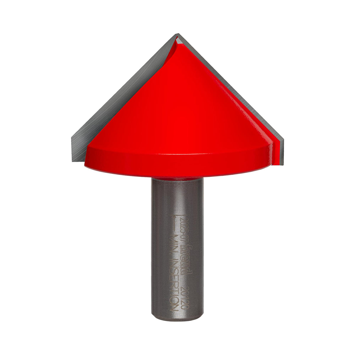 Freud 20-120 2-inch V-groove bit front view, ideal for signmaking details.