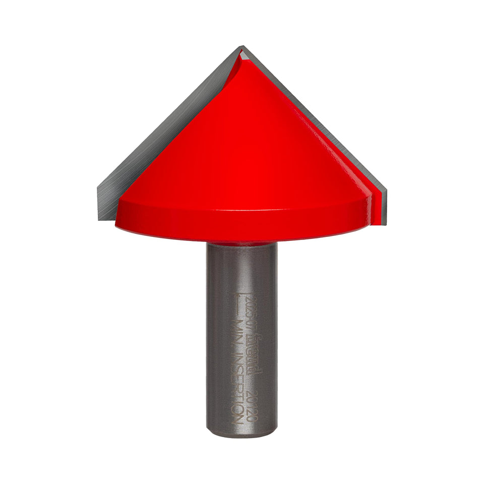 Freud 20-120 2-inch V-groove bit front view, ideal for signmaking details.