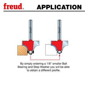 Freud 3/8" radius bit demonstrates consistent rounding on profiles.