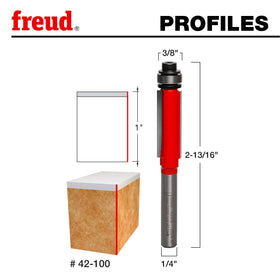 Freud 42-100 bearing flush trim bit cutting laminate with clean edge