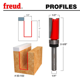 Freud 50-102 bearing-top edge routing in action for template precision