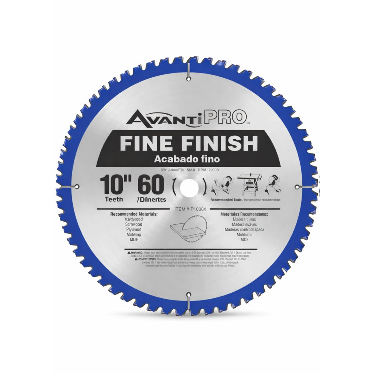 Freud AvantiPRO 10-60T blade mounted on a table saw for precise finish cuts