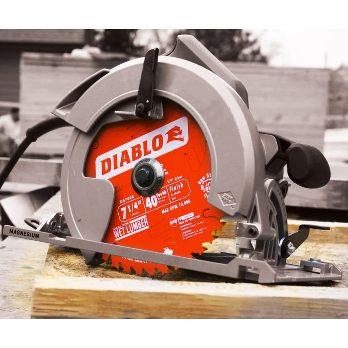 Freud Diablo blade close-up showing Perma-Shield coating for durable performance