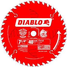 Freud Diablo 7-1/4 inch 40-tooth ATB finishing blade delivering clean crosscuts