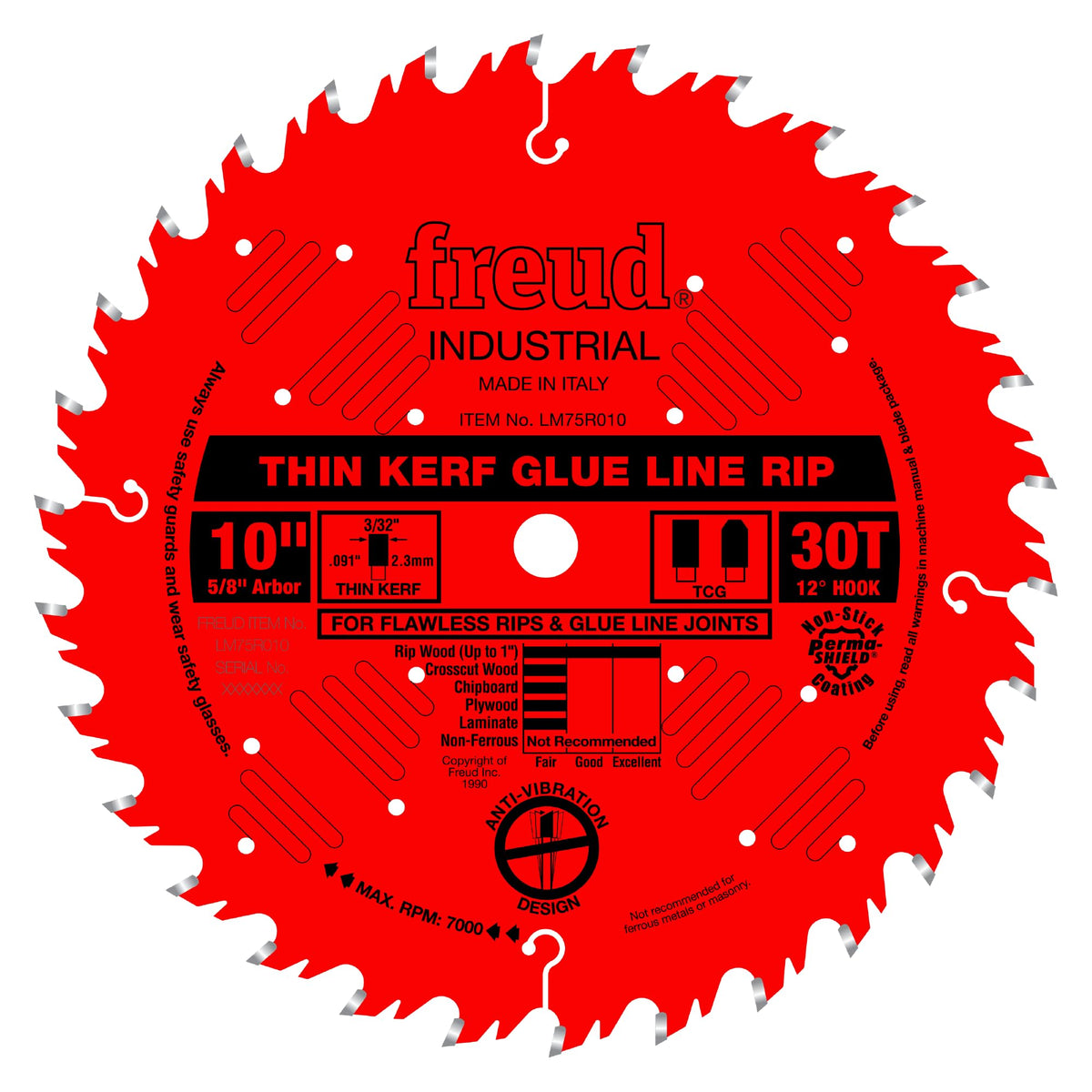 Freud LM75R010 10-inch thin kerf blade for smooth glue-line cuts