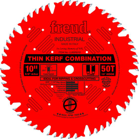 Freud LU83R010 10-inch blade with thin kerf for precise ripping and crosscuts.