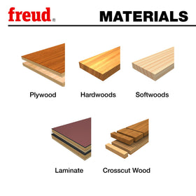 Freud LU91R012 blade optimized geometry for smoother sliding miter cuts.