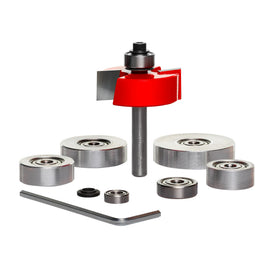 Freud rabbeting bit set with bearings for precise adjustable rabbet depths.