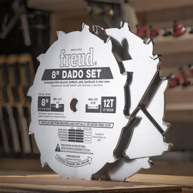 Freud SD206 blades and chippers in use for precise dado cuts.