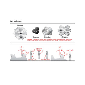 Freud SD206 shim set enables accurate dado depths on boards.