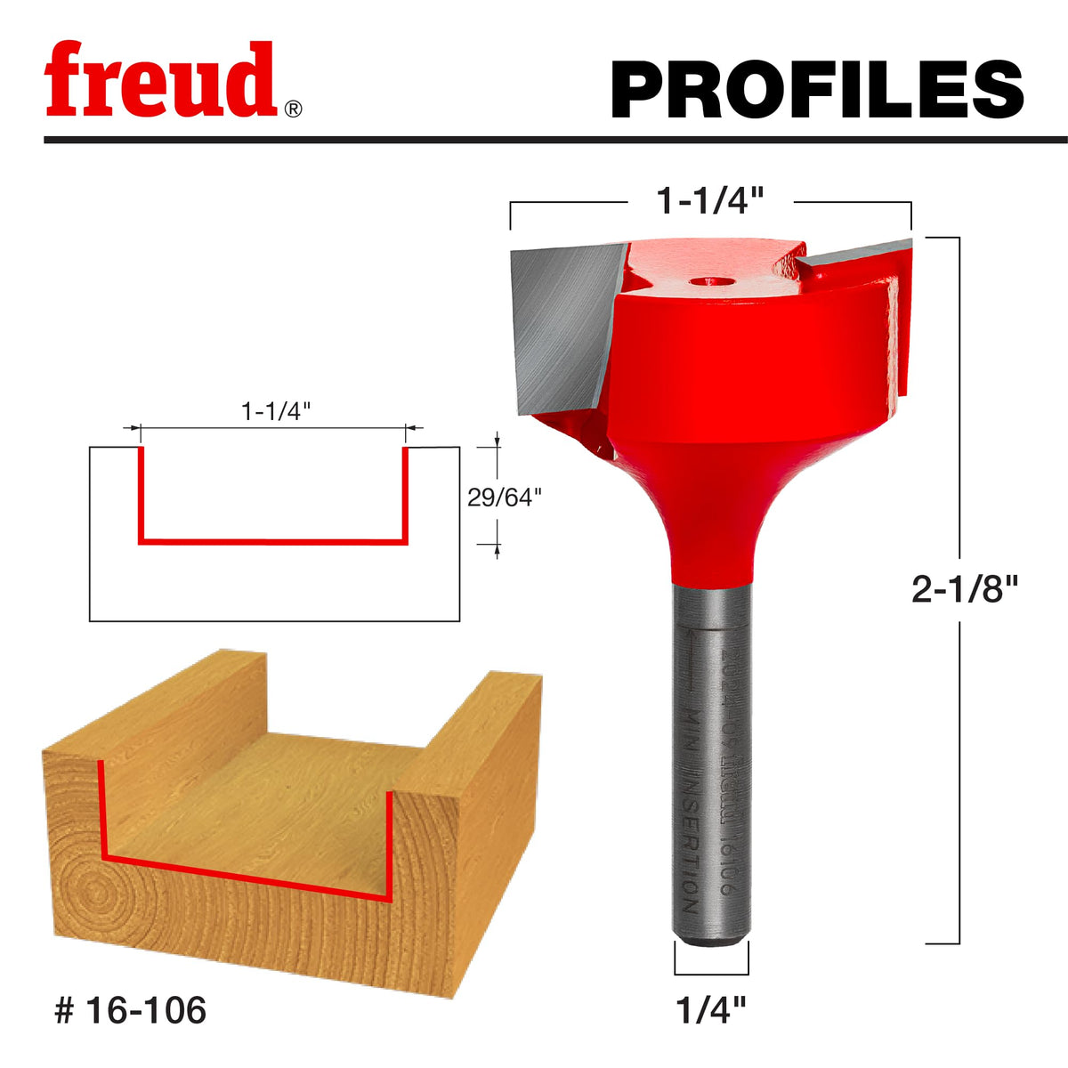 Freud spoilboard mortising bit cutting edge detail highlights efficient material removal.