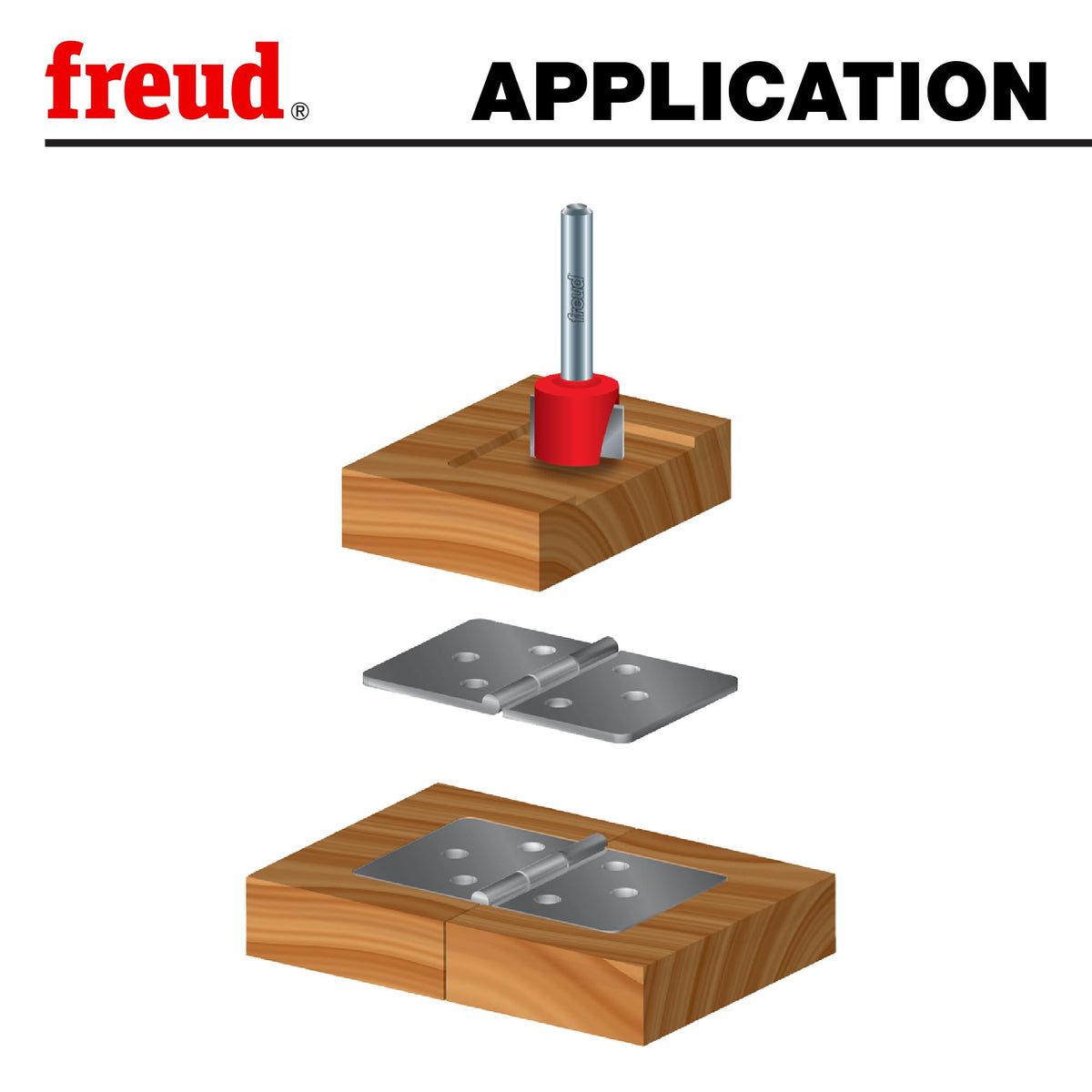 Freud spoilboard bit with 1/4 inch shank enables versatile mounting.