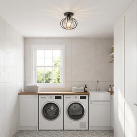 FRIDEKO HOME black finish frame complements modern kitchens and baths