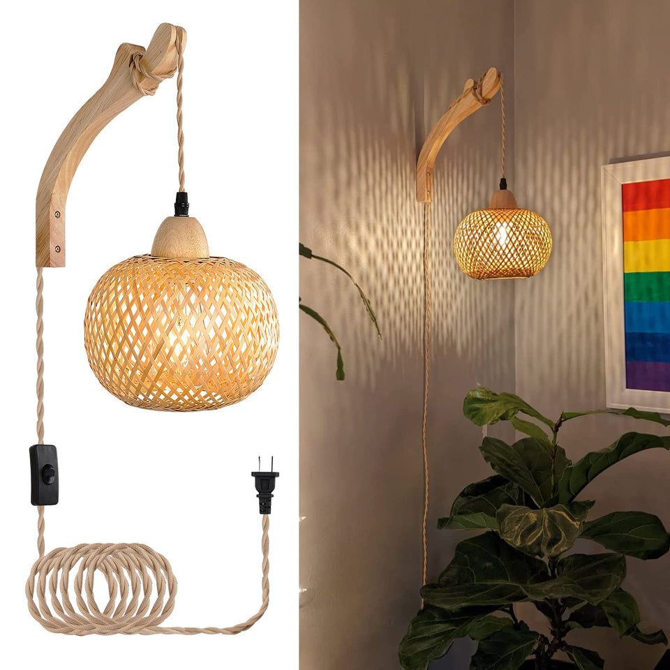 FRIDEKO HOME bamboo-lantern-shade casts warm decorative light.