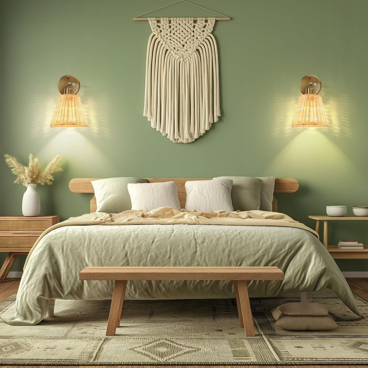 FRIDEKO HOME boho rattan shade casting decorative light patterns