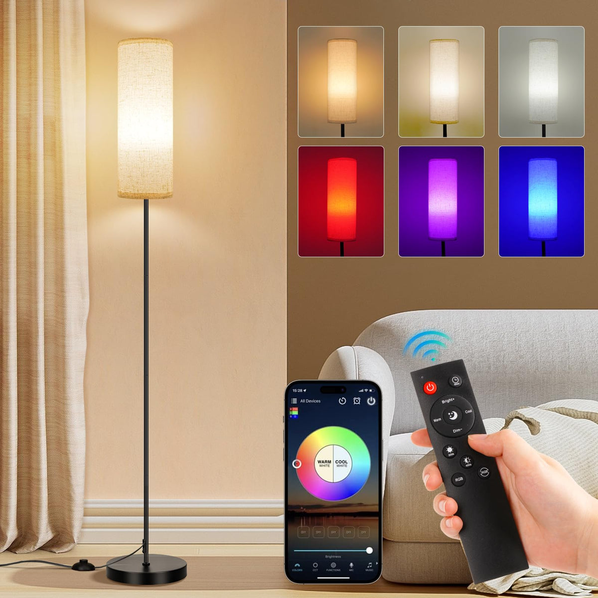 FRIDEKO HOME floor lamp with music-synced RGB colors for dynamic ambiance