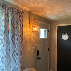 FRIDEKO HOME metal cage lampshade with paper rope for warm, decorative glow.