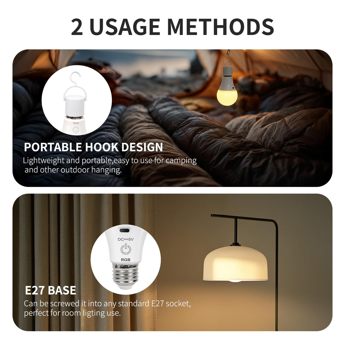 FRIDEKO HOME USB-C charging ensures quick, reliable recharges for the bulbs