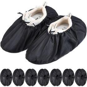 Frienda 8-pair non-slip shoe covers in black, ideal for keeping shoes dry during rain.